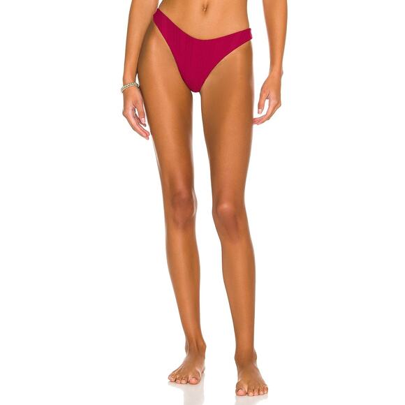 L Space Women's Large Cabernet Cabana Ribbed Bikini Bottom Beach Resort G36-1 - Picture 1 of 11